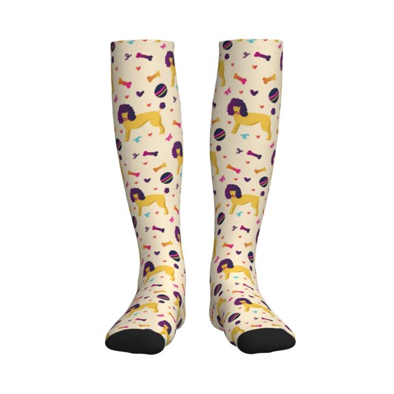 Rateoe Cartoon Poodle Dog Compression Socks for Women and Men 20-30mmHg-Circulation Support Socks Knee High Nurse Pregnant Running Medical and Travel Athletic
