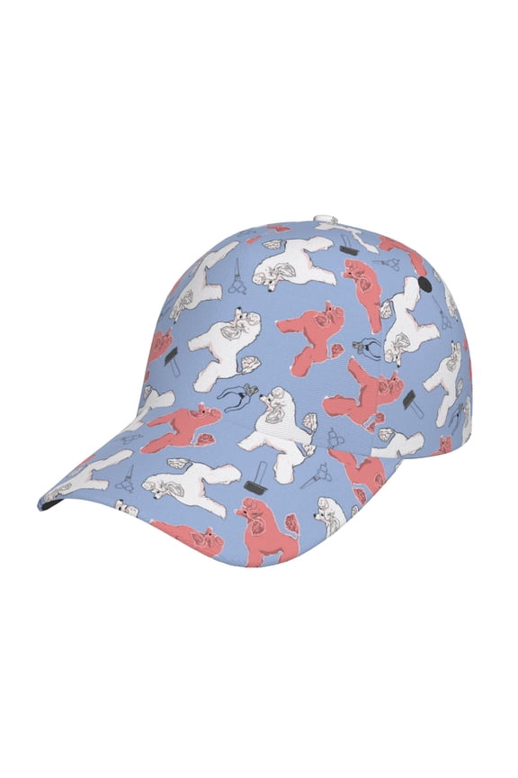 Cartoon Poodle Dog Pattern Mens Baseball Cap Adjustable Curved Brim Hat, Soft Cotton Sports Cap for Outdoor, Casual, and Everyday Wear, Comfortable & Breathable