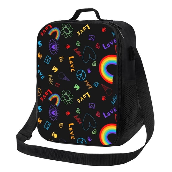 Rateoe Cartoon Pride Lgbt Lunch Bag Reusable Lunch Box with Shoulder Straps for Men Women Insulated Portable Lunchbox for adults Suitable for School Work Picnic