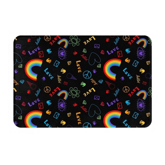 Rateoe Cartoon Pride Lgbt Pattern Flannel Door Mat Indoor Outdoor Entrance, Waterproof All-Weather Doormat,Fade Resistant, Low Profile Entryway Mat 16x24in
