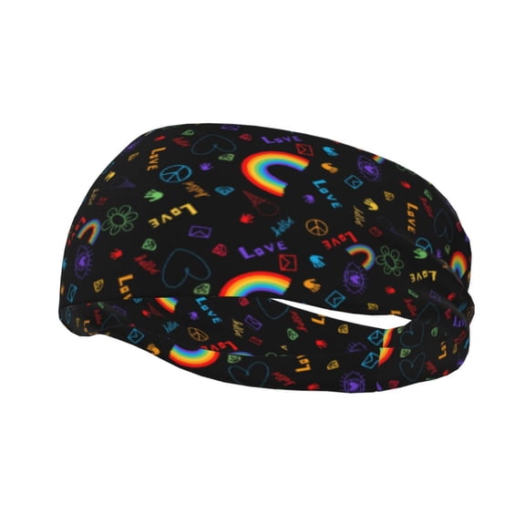 Rateoe Cartoon Pride Lgbt Pattern Sports Headbands ,Moisture Wicking Workout Headband, Sweatband Headbands for Running,Cycling,Yoga,Hairband for Women and Men