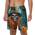 thumbnail image 1 of Rateoe Cartoon Pumpkin Skull Pattern Men’s Swim Shorts with Compression Liner – Double-Layered Quick-Dry Swimwear, Comfortable & Stretchy Beach Shorts-Medium, 1 of 6