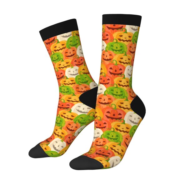 Rateoe Cartoon Pumpkins for Women Casual Calf Socks - Cute Crew Socks - Thin Soft Above Ankle Socks Size 5-11