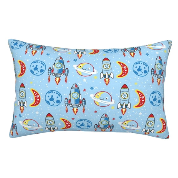 Rateoe Cartoon Rocket With Space Pattern Decorative Pillow Case,Throw Pillow Covers,Plush Pillow Cover,Soft Pillow Case,Velvet Pillow Case-20"x30"