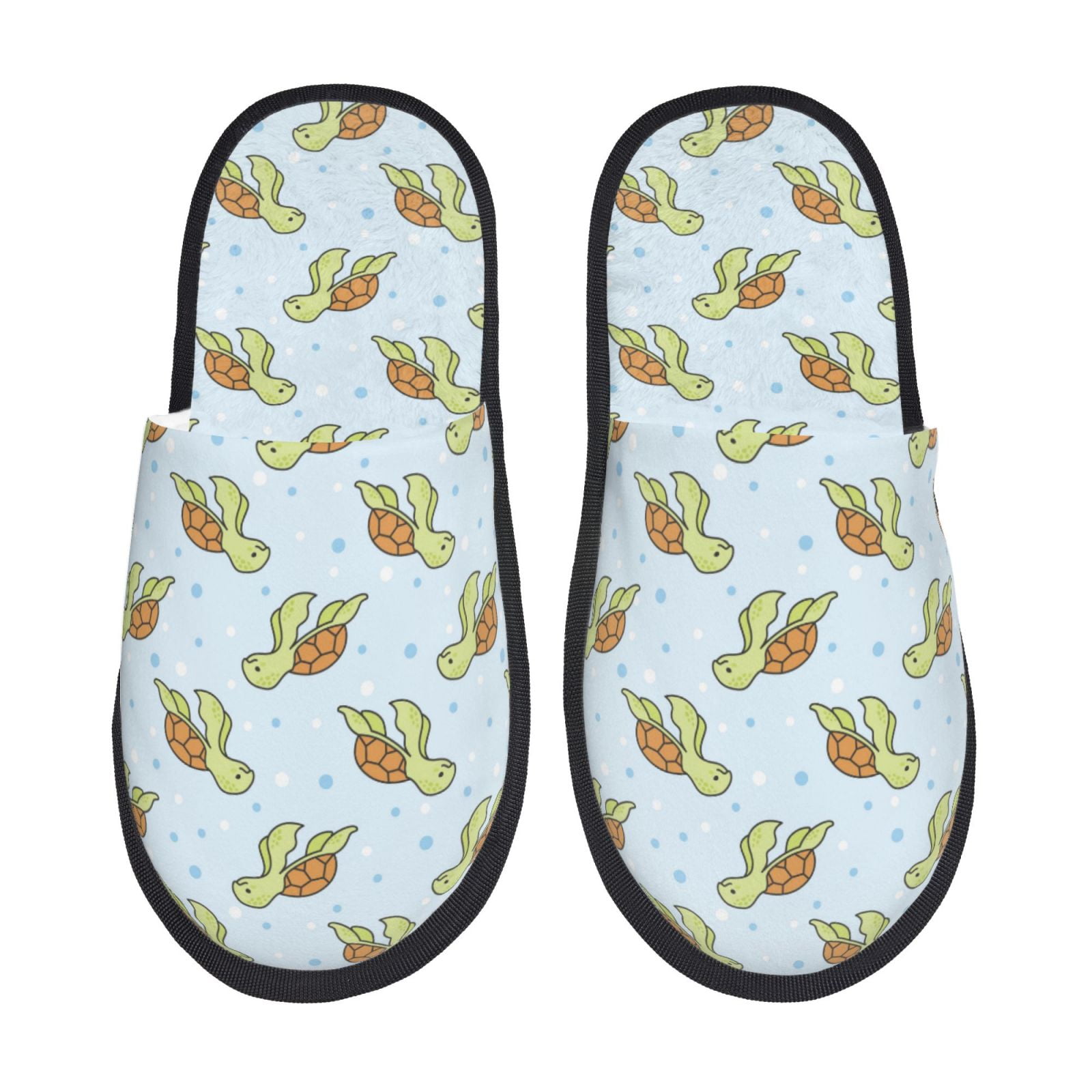 Rateoe Cartoon Sea Turtle Pattern Fuzzy Slippers Fuzzy Soft House ...