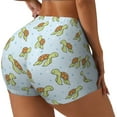 thumbnail image 1 of Rateoe Cartoon Sea Turtle Printed Power Workout Shorts for Women Tummy Control Squat Proof Ribbed Thick Seamless Scrunch Active Short-Large, 1 of 8