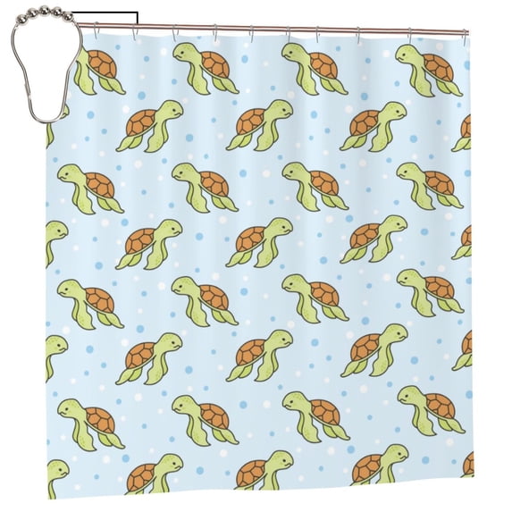 Rateoe Cartoon Sea Turtle Shower Curtain - Fancy Bathroom Shower Curtain Sets - Waterproof Shower Curtain with Hooks with 12 Plastic Hooks 72x72 Inches