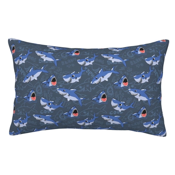 Rateoe Cartoon Shark Pattern Decorative Pillow Case,Throw Pillow Covers,Plush Pillow Cover,Soft Pillow Case,Velvet Pillow Case-20"x30"