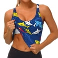thumbnail image 1 of Rateoe Cartoon Shark Print Womens' Sports Bras Scoop Neck Sports Vest- Padded U Back Seamless High Impact Support, 1 of 7
