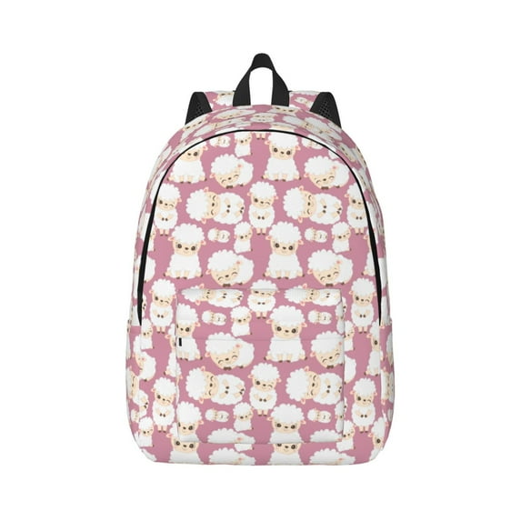 Rateoe Cartoon Sheep Pattern Canvas College Laptop Backpack,Travel Daypack,Durable Rucksack Travel Notebook Bag School Backpack Book Bag for Men Women-Small