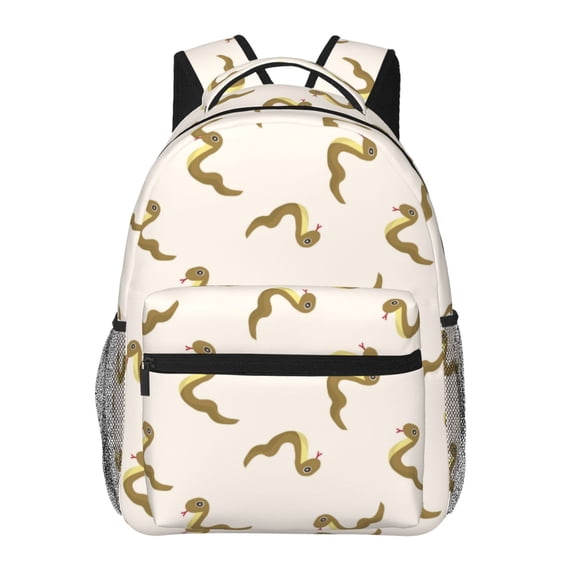 Rateoe Cartoon Snake Pattern Casual Backpack for School, Work, Travel Adjustable Straps, Multiple Compartments Ergonomic Design, Fits Laptops and Tablets