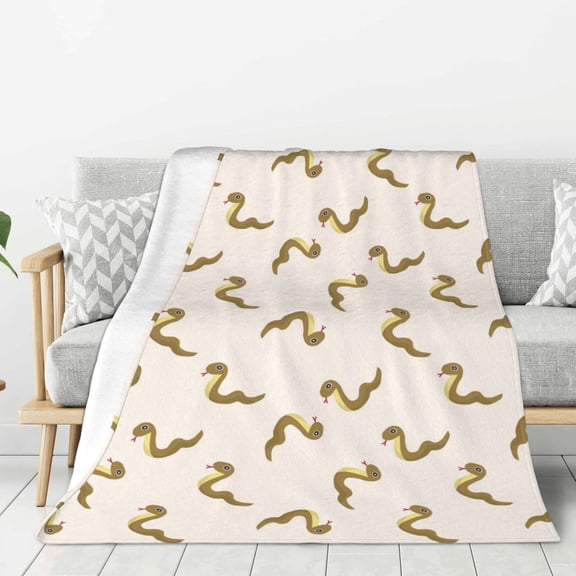 Rateoe Cartoon Snake Pattern Flannel Throw Blanket, Ultra-soft Blanket for Bed, Couch, Car, Hypoallergenic Anti-pilling blanket-80"x60"(Vertical)