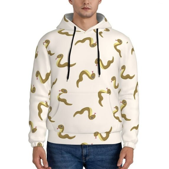 Rateoe Cartoon Snake Pattern Mens Hoodie, Pullover Hooded Sweatshirt, Kangaroo Pocket Hoodie Ideal for Daily Wear, Travel and Home-Large