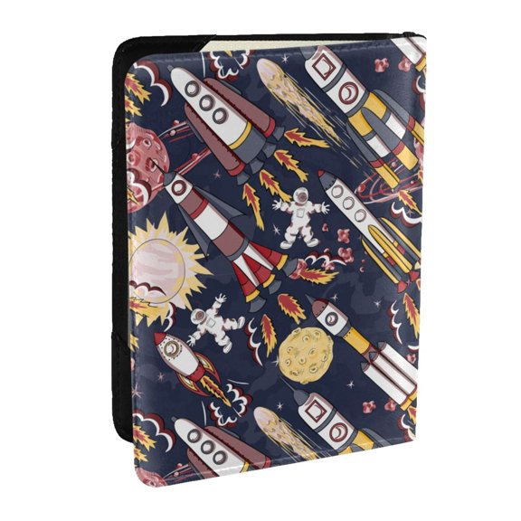Rateoe Cartoon Space 1 Pattern Passport Holder Wallet Leather Mulit-purpose Travel Wallet Credit Cards Case ,Passport Cover for Women Men-6.5 in