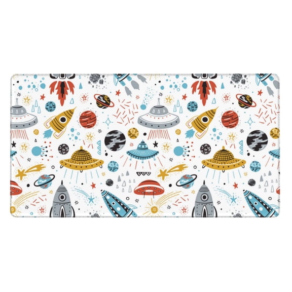 Rateoe Cartoon Space Print Mouse Pad - Extended Large Gaming Mousepad,Non-Slip Stitched Edge,16x29.5 Inch
