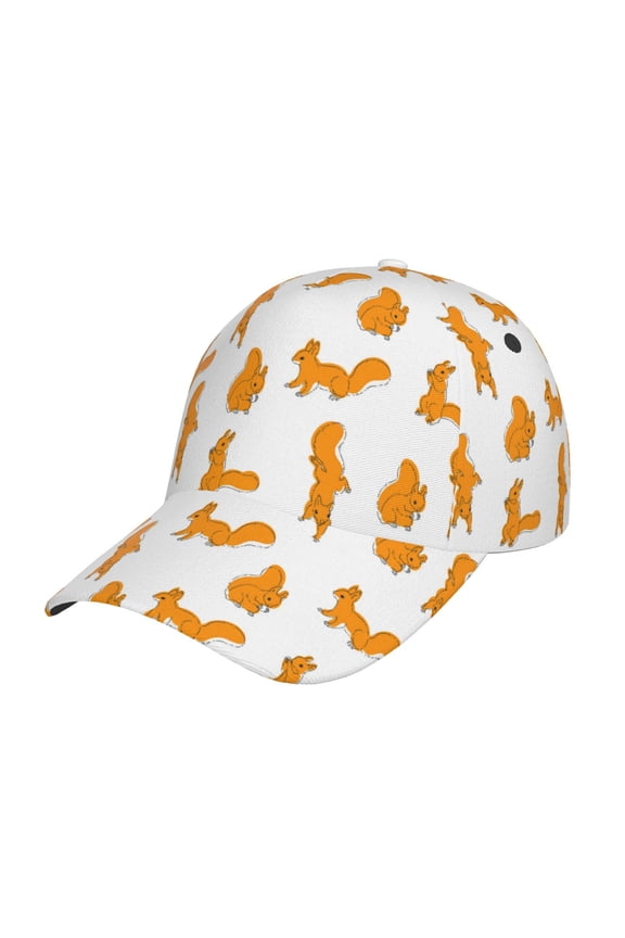 Cartoon Squirrel Pattern Baseball Cap Outdoor Cap Mountain Dad Hat - Unstructured Soft Cotton Cap-Adjustable UV Protection Cap