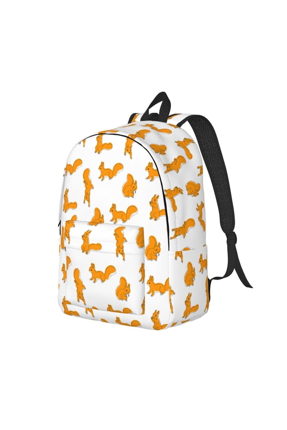 Cartoon Squirrel Pattern Durable Canvas Backpack for Men & Women – Stylish & Lightweight – Adjustable Straps, Multiple Pockets – Fits 15-17 Inch LaptopsSmall