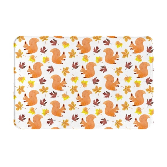 Rateoe Cartoon Squirrel Pattern Flannel Door Mat Indoor Outdoor Entrance, Waterproof All-Weather Doormat,Fade Resistant, Low Profile Entryway Mat 16x24in