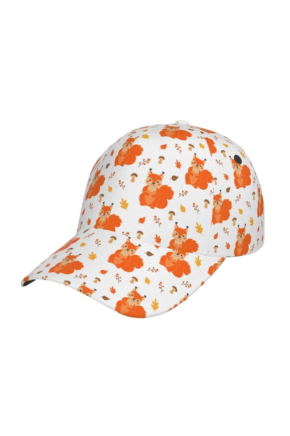 Cartoon Squirrel Pattern Mens Baseball Cap  Adjustable Curved Brim Hat, Soft Cotton Sports Cap for Outdoor, Casual, and Everyday Wear, Comfortable & Breathable