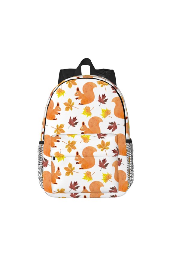 Cartoon Squirrel Pattern Student Backpack Water-resistant Backpack 15-inch Laptop Backpack Lightweight Adjustable School Backpack