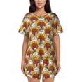 thumbnail image 1 of Rateoe Cartoon Sunflowers Pattern Women's Short-Sleeved Pajama Set - 2 Piece Soft and Lightweight Sleepwear Set-XX-Large, 1 of 7