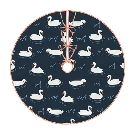 Rateoe Cartoon Swan Pattern Christmas Tree Skirt with Ties , Christmas Tree Decorations, Farmhouse Christmas Decor Xmas Holiday Decorations-30"