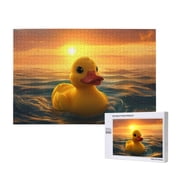 Rateoe Cartoon Swimming Yellow Duck Pattern Wooden Picture Puzzle ,1000 Piece Jigsaw Puzzle ,Family Fun Puzzle, Home D cor Puzzle, Gift PuzzleHorizontal style
