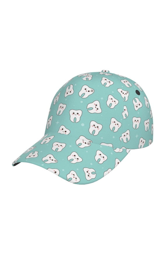 Cartoon Teeth1 Pattern Mens Baseball Cap  Adjustable Curved Brim Hat, Soft Cotton Sports Cap for Outdoor, Casual, and Everyday Wear, Comfortable & Breathable