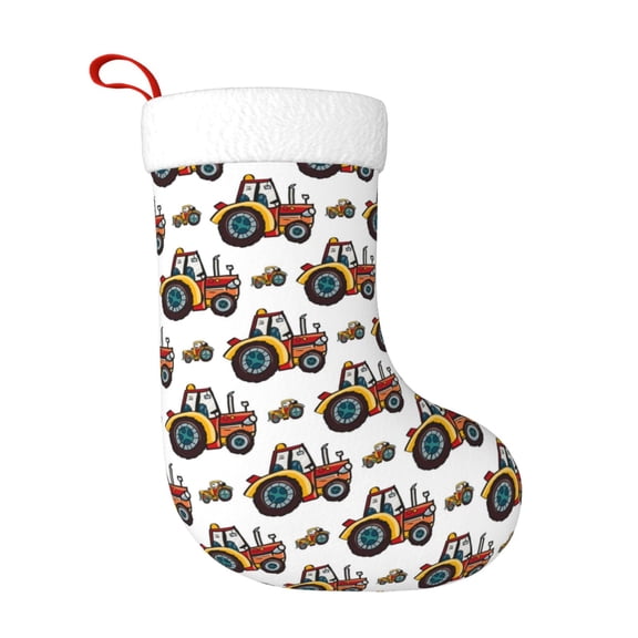Rateoe Cartoon Tractor Print Christmas Stockings,18 Inch Large Christmas Stockings Decoration Ornaments for Holiday Home Fireplace Indoors