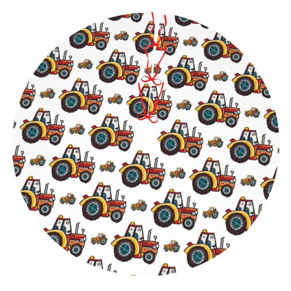 Rateoe Cartoon Tractor Print Christmas Tree Skirt 30" for Xmas Holiday New Year Party Circle Tree Mat Ornaments Decoration
