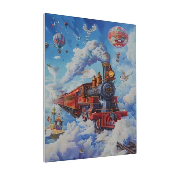 Rateoe Cartoon Train Hot Air Balloon Pattern Decorative Picture – Unique Modern Wall Art, Ready-to-Hang Canvas Print for Home (Vertical)