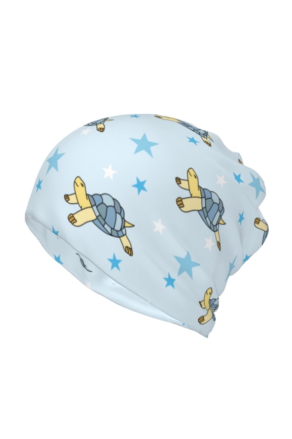 Cartoon Turtle Cotton Slouchy Beanie Hat for Men/Women,Lightweight Oversize Large Thin Skull Cap Night Sleeping Cap