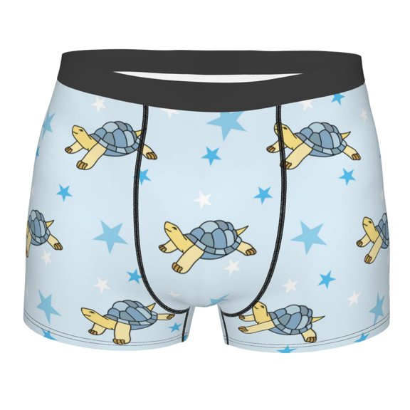 Rateoe Cartoon Turtle Mens Boxer Briefs Poly Spandex Performance Boxer Briefs Underwear Hem Boxer Briefs - Large
