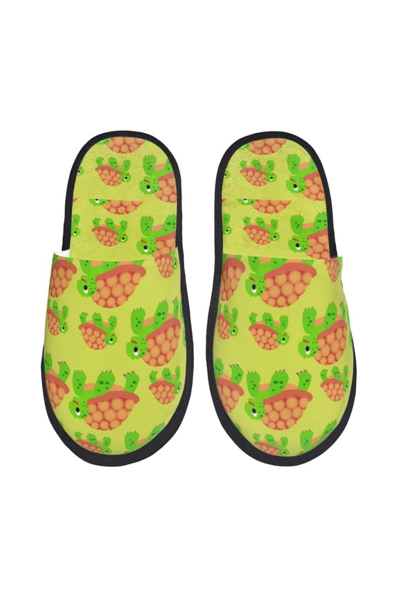 Cartoon Turtles 1 Pattern Fuzzy Slippers Fuzzy Soft House Slippers Plush Furry Warm Cozy Open Toe Fluffy Home Shoes-Medium