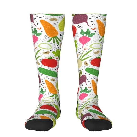 Rateoe Cartoon Vegetables Pattern Women’s Knee High Crew Socks,Trouser Socks Comfortable, Breathable, Moisture-Wicking and Soft