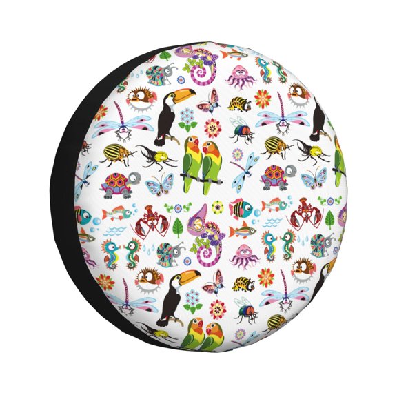 Rateoe Cartoon Wild Animals Pattern Tire Cover Wheel Protectors Weatherproof Wheel Covers Universal Fit for Trailer Rv SUV Truck Camper Travel Trailers Accessories-14 inch