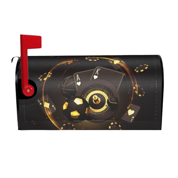Rateoe Casino Card Soccer Printed Mailbox Covers - Easy to Install Fall, Winter, Spring, Summer Mailbox Cover - Weather and UV-Resistant Mailbox Decor - Mailbox Magnetic Covers-25.5x21 in