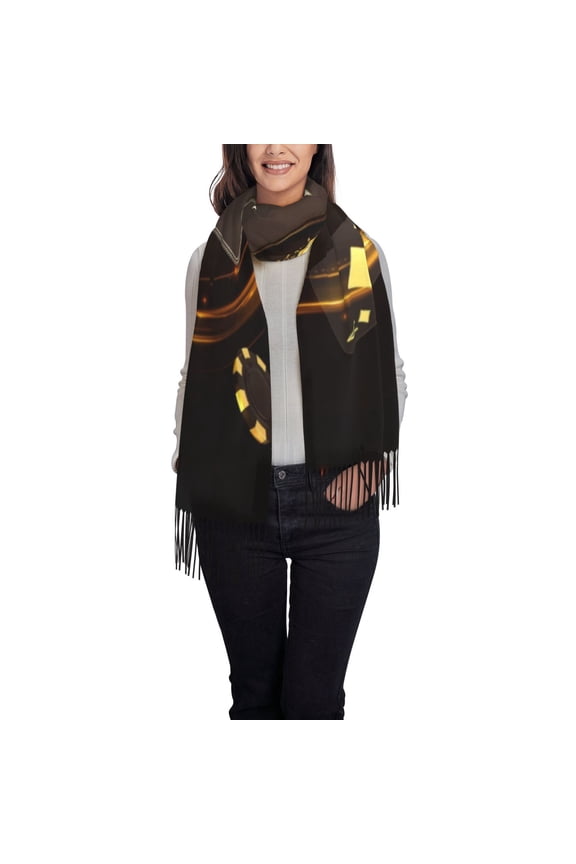 Casino Card Soccer Women's Traditional Scarf Wrap Tassel Shawl Fringes Neck Head Shawl Retro Scarf