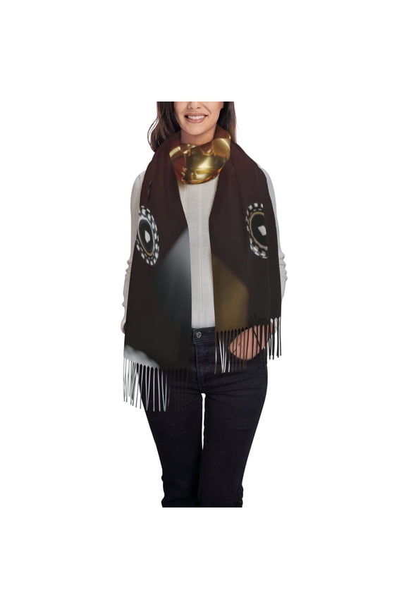 Casino King And Playing Cards Women's Traditional Scarf Wrap Tassel Shawl Fringes Neck Head Shawl Retro Scarf