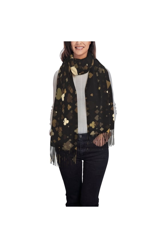 Casino Women's Traditional Scarf Wrap Tassel Shawl Fringes Neck Head Shawl Retro Scarf