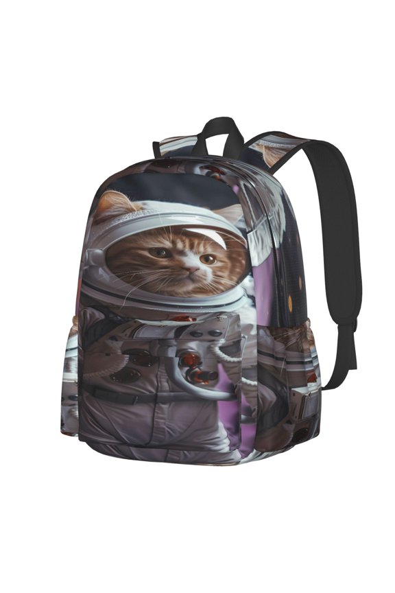 Cat Astronaut In Space Pattern Student Backpack,Backpack for School,Lightweight Bag,Travel Backpack,Outdoor Backpack,Large Capacity Backpack