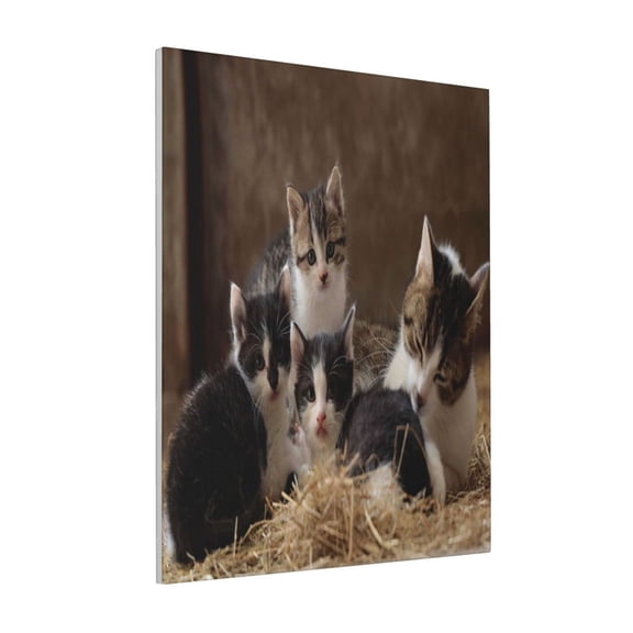 Rateoe Cat Family Pattern Decorative Picture – Unique Modern Wall Art, Ready-to-Hang Canvas Print for Home (Vertical)