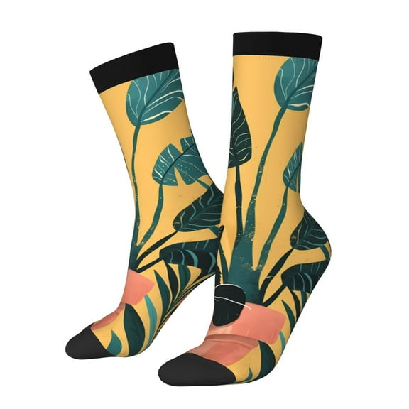 Rateoe Cat Hiding In Potted Plants for Women Casual Calf Socks - Cute Crew Socks - Thin Soft Above Ankle Socks Size 5-11