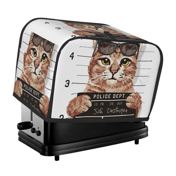 Rateoe Cat Holding Mugshot Sign Pattern Toaster Covers 2 Slice Wide Slot,Bread Machine Cover,Bread Dust Cover & Fingerprint Protection,Appliance Covers