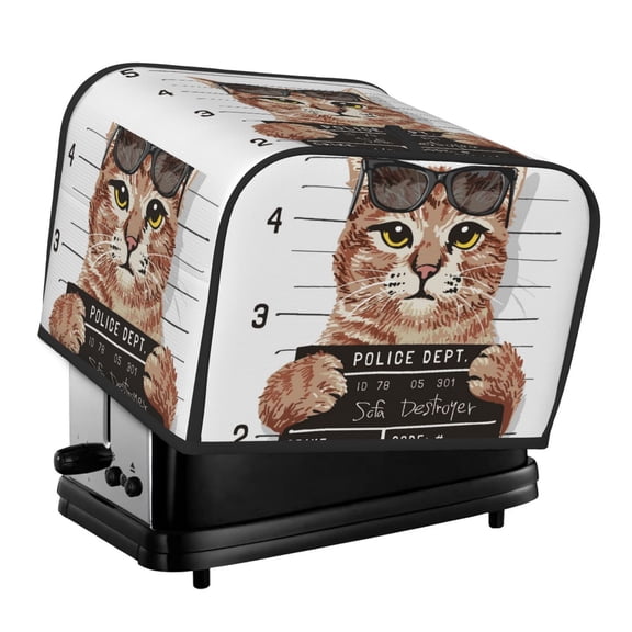 Rateoe Cat Holding Mugshot Sign Pattern Toaster Covers 4 Slice Wide Slot,Bread Machine Cover,Bread Dust Cover & Fingerprint Protection,Appliance Covers