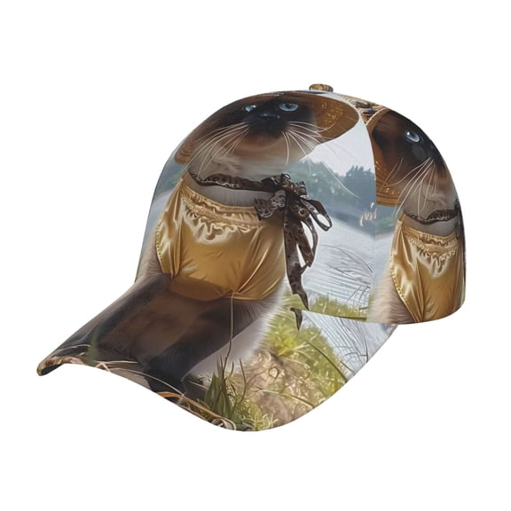 Rateoe Cat In Sun Hat Pattern Men’s Baseball Cap – Adjustable Curved Brim Hat, Soft Cotton Sports Cap for Outdoor, Casual, and Everyday Wear, Comfortable & Breathable