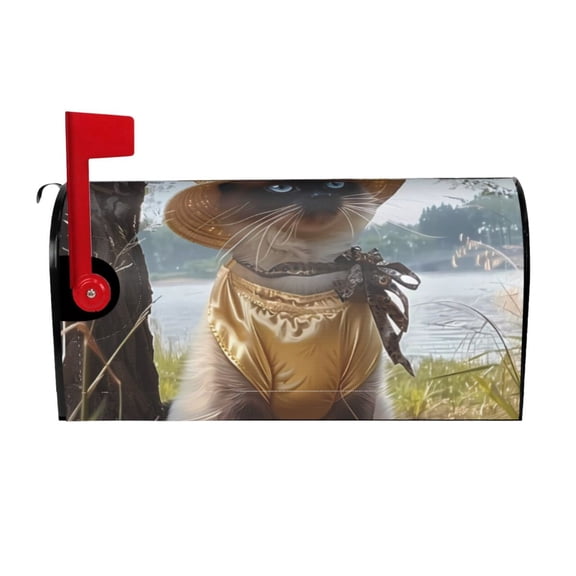 Rateoe Cat In Sun Hat Printed Mailbox Covers - Easy to Install Fall, Winter, Spring, Summer Mailbox Cover - Weather and UV-Resistant Mailbox Decor - Mailbox Magnetic Covers-