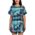 thumbnail image 1 of Rateoe Cat Underwater Fantasy Pattern Women's Short-Sleeved Pajama Set - 2 Piece Soft and Lightweight Sleepwear Set-XX-Large, 1 of 6