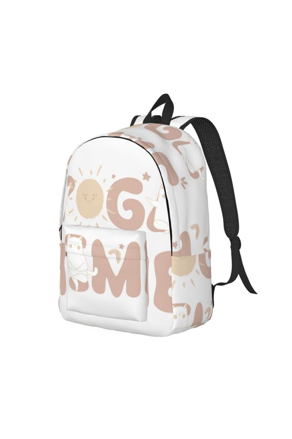 Cat Yoga Time Pattern Durable Canvas Backpack for Men & Women – Stylish & Lightweight – Adjustable Straps, Multiple Pockets – Fits 15-17 Inch LaptopsSmall