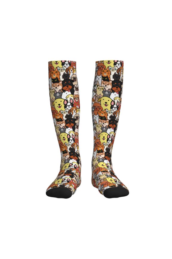 Cats & Dogs Group Compression Socks for Women and Men 20-30mmHg-Circulation Support Socks Knee High Nurse Pregnant Running Medical and Travel Athletic